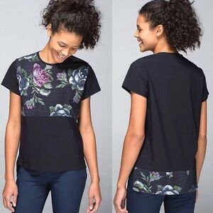 LULULEMON SNAPSHOT TEE SS NWT BLK/GPSM SIZE 4/6